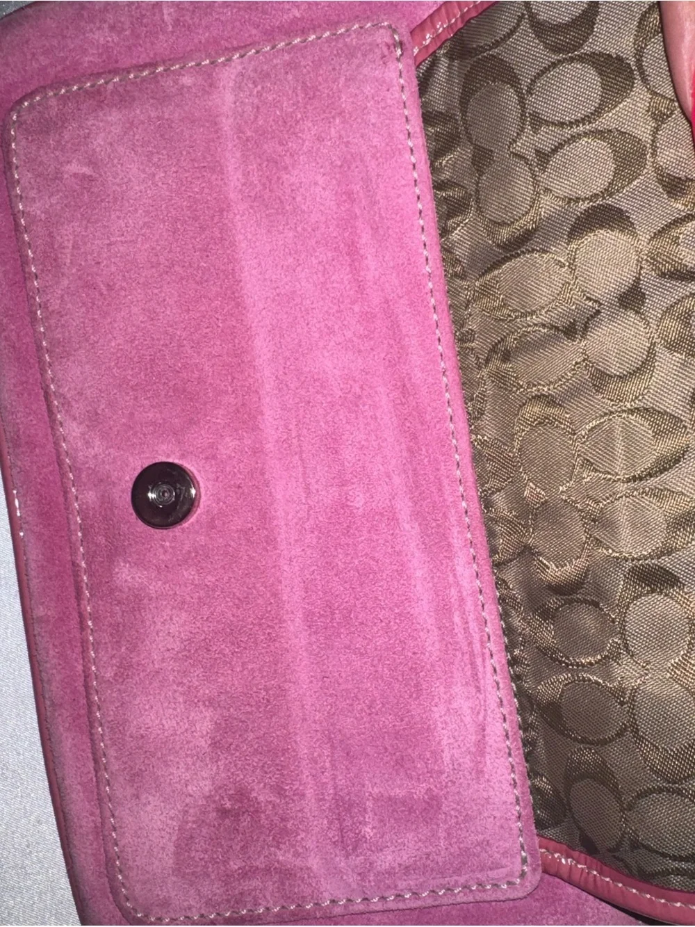 Coach Pink Suede Wristlet Clutch